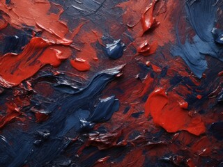 Wall Mural - Close up dark blue red abstract oil painting background