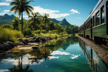 Canvas Print - Tropical and ocean mountains in Porte Douglas, Australia., generative IA