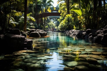 Canvas Print - Tropical Paradise Garden of Flexcker, Cairns, Australia., generative IA