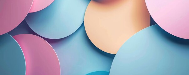 Aufkleber - A blue and pink background with a bunch of circles of different sizes