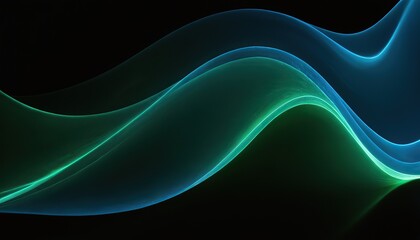 Wall Mural - abstract vector wave lines flowing dynamic in blue green colors isolated on black background
