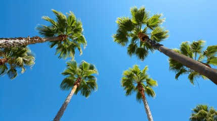 Canvas Print - Sugar palm trees under a clear blue sky