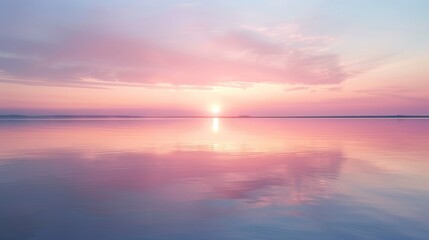 Wall Mural - Sunrise Over Calm Waters: Capture the first light of dawn breaking over a calm lake or ocean, with pastel hues and reflections promoting serenity and renewal.