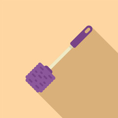 Sticker - Toilet brush cleaning brush icon representing hygiene and sanitation with long shadow graphic for web design