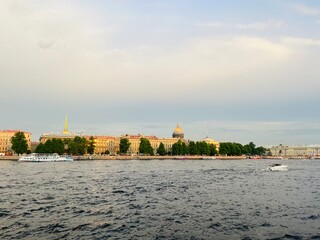 Wall Mural - City river at the sunset time 