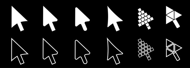 Wall Mural - Cursor arrow vector set on black background. Cursor icons click collection design to use for web and desktop application.
