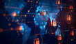 © sornram - Abstract digital world map with multiple padlocks, representing global cybersecurity and data protection.
