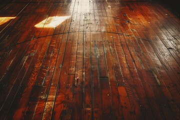 vintage hardwood basketball court floor texture with warm rich wood tones