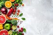 © mamun - Proper nutrition banner copy space background healthy foods diet menu veggies fruits fresh Healthy lifestyles, advertising, and creative lifestyles, Generative AI.