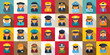 © anatolir - Taxi driver woman icons set. Female taxi driver avatars icons set in flat style with long shadow on a colorful background