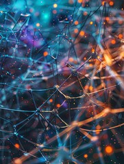 Leinwandbilder - A close-up abstract representation of a neural network with nodes and connections, illustrating the data processing and learning capabilities of AI. Generative AI