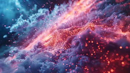 Leinwandbilder - An abstract image depicting cloud computing with glowing digital elements, symbolizing data processing and AI operations in the cloud. Generative AI