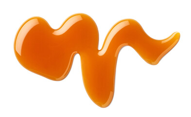 Wall Mural - Caramel sauce swirl on white background