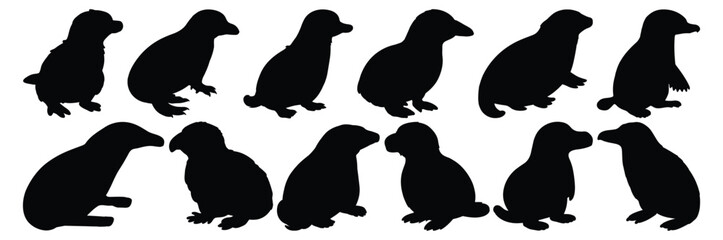 Wall Mural - Platypus silhouette set vector design big pack of illustration and icon