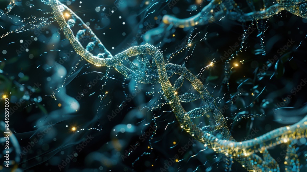 In a mysterious portrayal, stylized imitated alien DNA is depicted ...