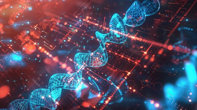 A dedicated group of scientists collaborates on advanced biotechnology computer software to study and analyze DNA data following a scientific breakthrough from a chemical experiment in a medical lab