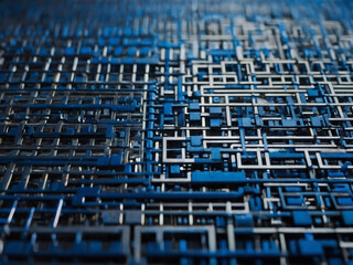 Wall Mural - Abstract technology, Blue geometric shapes background.