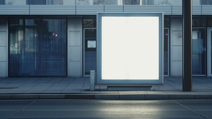 Wall Mural - Blank white signboard on the side of the bus stop advertising campaign AI generative photo