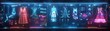 © Anapus - Futuristic digital wardrobe showcasing high-tech, glowing fashion designs with vibrant neon lights, blending technology and style seamlessly.