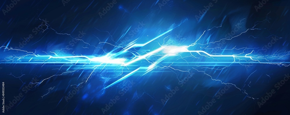 Abstract blue lightning bolt logo graphic on dark background Stock ...