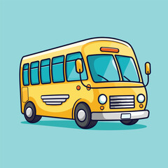 2D illustration of a yellow school bus