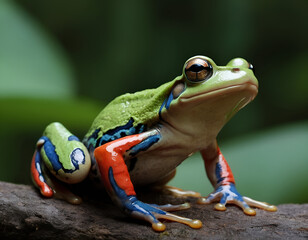 Wall Mural - frog on a leaf