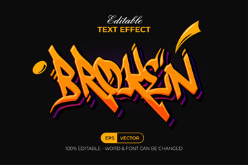 Wall Mural - Broken Text Effect Graffiti Style. Editable Text Effect.