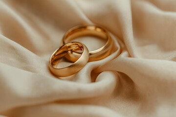 Wall Mural - two wedding rings on a bed