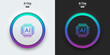 © S and V Design - AI Chipset icon. A set of black and white buttons with AI Chipset symbols. Artificial intelligence, Machine learning technology concept. Neumorphism style, UI UX design, Vector illustration.