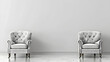 © Arma - Modern interior design with two white armchairs and copy space. Ideal for home decor, furniture advertisements, or interior design inspiration.