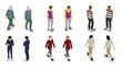 © moxumbic - isometric set of man people pose activity