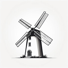 windmill silhouette vector