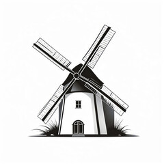 windmill silhouette vector