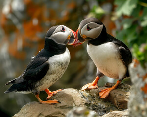 Wall Mural - Two Atlantic puffins