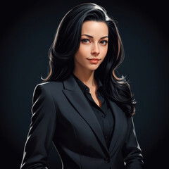 Poster - portrait of a woman in the suit, isolated black background vector style art