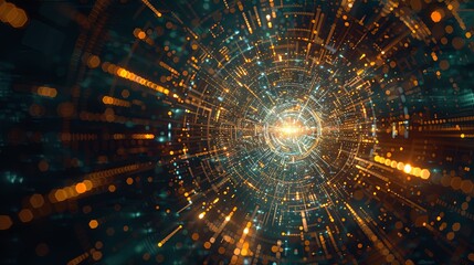 Leinwandbilder - An abstract visualization of big data processing, featuring massive information streams and intricate digital interfaces. Generative AI