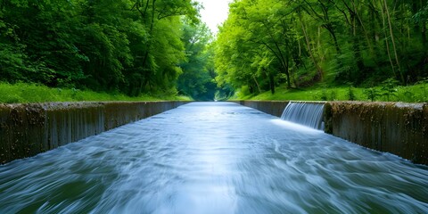 Wall Mural - Hydropower A Reliable Energy Source Supporting Flood Prevention and Ecology. Concept Renewable Energy, Hydropower, Flood Prevention, Ecology, Reliable Energy Source