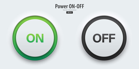 Leinwandbilder - Power icon. A set of A set of active and inactive buttons have neon lights with Power symbols. 3D icon in trendy neumorphic style for apps, websites, interfaces. UI UX elements. Vector illustration.