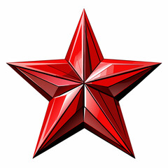 Poster - 3d-red-metal-star-5-rays-on-white-background (5)