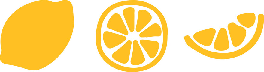 Set of lemon or lime shapes, summer citrus fruit