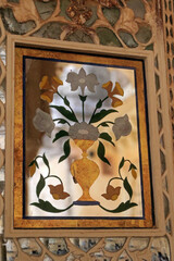 Poster - Decorative details in Amber Fort in Jaipur, India