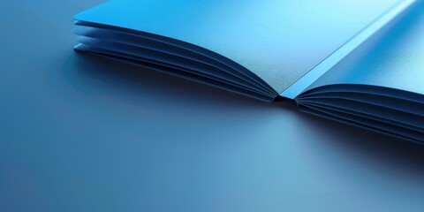 Wall Mural - An open book placed on a blue background
