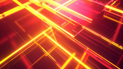 Wall Mural - yellow and crimson glowing abstract geometric lines. powerpoint and business background.