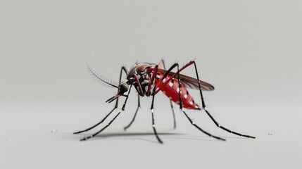 Poster - A close-up image of a mosquito on a white surface, suitable for use in medical or scientific contexts