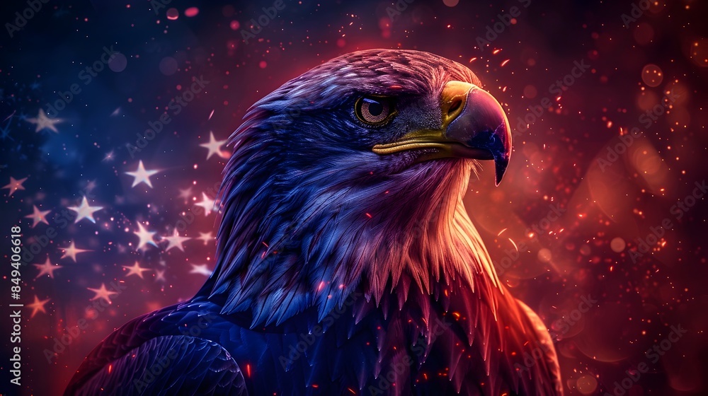Majestic eagle with fierce talons and powerful wings soaring through a ...
