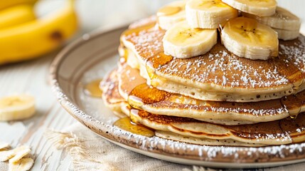 Wall Mural - Fluffy banana pancakes plate