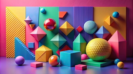 Wall Mural - Abstract geometric shapes in vibrant colors , abstract, image, shapes, vibrant, colors, artistic, graphic, design