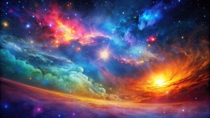 Vibrant, abstract night sky with colorful galaxy and nebula , glowing, multi-colored, vibrant, abstract, night sky, galaxy