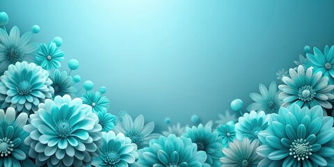 Wall Mural - Unforgettable abstract flowers background with turquoise blue cyan gradient, abstract, background, flowers, texture,, turquoise