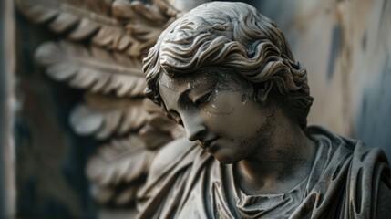 A close-up shot of a statue depicting an angel, suitable for use in religious or inspirational contexts
